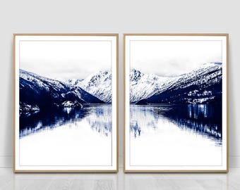 Mountain above the lake ,Minimalist Art, Mountain Print, Modern Art Print, Printable Art, Nature, Monochrome, Mountain Range