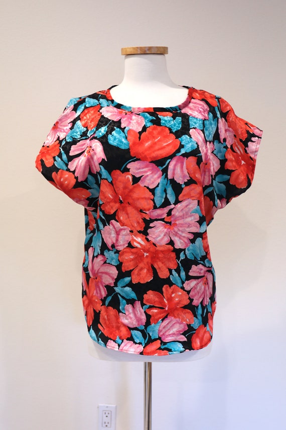 Vintage floral graphic print boxy top