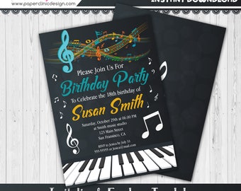 music note invitations etsy