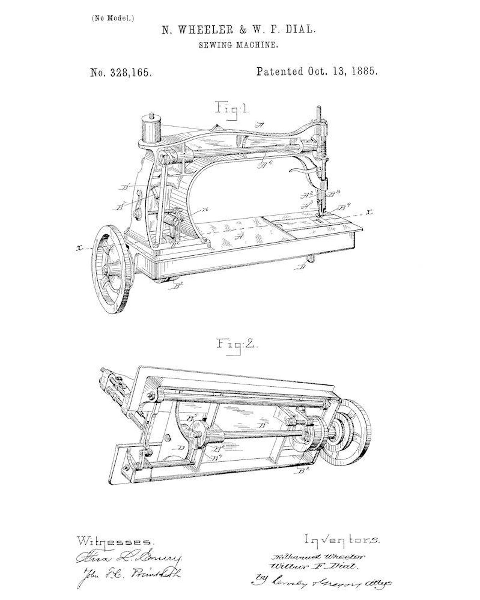 Sewing Machine patent by Nathaniel Wheeler Vintage sewing m/c Etsy