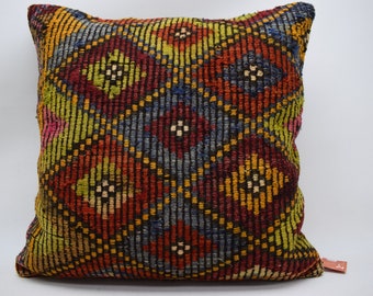 Big Cushion Cover Pale Green Kilim Patterned Floor Cushion Ethnic Bohemian
