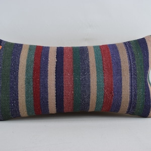 kilim pillow, handwoven pillow, 12x24 anatolian pillow, bohemian pillow, lumbar pillow, turkish pillow, boho pillow, pillow cover 4351