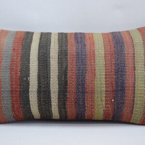striped kilim pillow cover, handmade wool pillow, lumbar pillow, bohemian kilim pillow, decorative kilim pillow, 10 x 20 pillow cover 2049