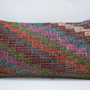 home decor pillow cover, bohemian pillow, tribal kilim pillow, 10x20 throw pillow, aztec pillow, anatolian pillow, pillow cover, code 1826