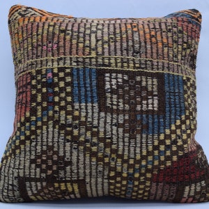 anatolian kilim pillow turkish handmade wool kilim pillow decorative kilim pillow bohemian kilim pillow 16 x 16 pillow cushion cover 9607