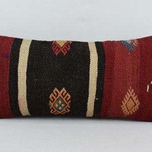 lumbar pillow, kilim pillow cover, handwoven pillow, 10x20 farmhouse decor pillow, turkish pillow, home decor pillow, lumbar pillow 2599