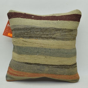 Cuscino kilim per l'arredamento della casa, cuscino da tiro, cuscino kilim a righe, cuscino boho 14x14, cuscino kilim rustico, copertura del cuscino, cuscino di lana 2310
