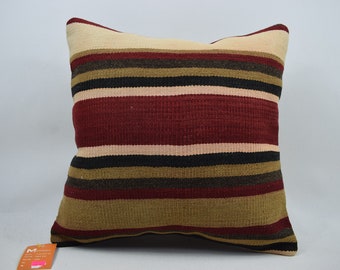 handwoven kilim pillow, decorative throw pillow, 18x18 rustic kilim pillow cover, home decor pillow, boho pillow, throw pillow , 4490