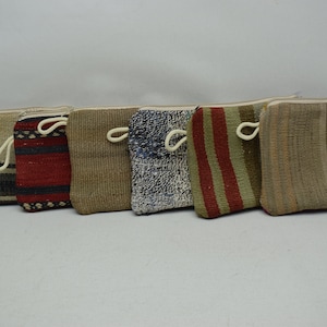 Make-uptasje, 6 stuks Turkse kelim-portemonnee 7 x 9 inch handgemaakt cadeau, vintage portemonnee, boho-portemonnee, geschenken bruidsmeisje, handgemaakte tas set 17