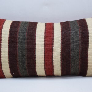 turkish kilim pillow , handmade wool pillow , lumbar pillow , striped pillow , bohemian pillow , sofa pillow , 10x20 pillow cover , 2366
