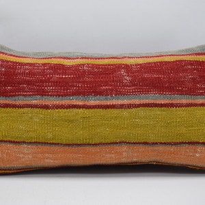 turkish kilim pillow cover , boho pillow , striped pillow , bohemian pillow , decorative pillow , kelim kissen , 10x20 pillow cover, 2335