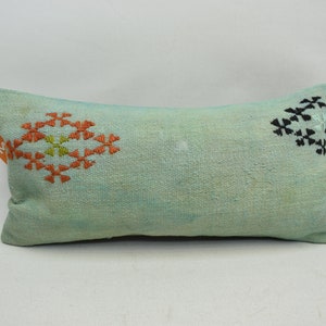 Turkish kilim pillow, Home decor pillow, Bedding pillow, Boho decor pillow, Bench pillow, Lumbar Accent pillow, 10x20 Cushion cover, 3179