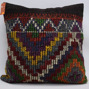 carpet pillow, orange and blue rug pillow, handmade rug pillow, 24x24 nomadic rug pillow, anatolian pillow, pillow cover 1867