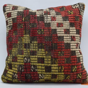 anatolian kilim pillow , home decor pillow , throw pillow , patio decor pillow , boho pillow , oriental pillow , 18x18 pillow cover , 3122