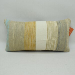 Cuscino kilim con arredamento etnico, cuscino kilim Boho, cuscino kilim in lana naturale, cuscino kilim in lana intrecciata a mano, copertura del cuscino 8 x 16 1184