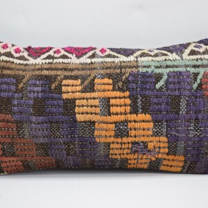 bohemian kilim pillow, natural wool pillow, throw pillow, decorative pillow , cecim pillow, lumbar kilim pillow , 10x20 pillow cover 2047