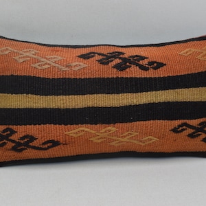 Cuscino kilim turco, cuscino kilim Boho, cuscino kilim a righe, cuscino kilim in lana intrecciata a mano, cuscino lombare 8x16 copertura del cuscino 1269