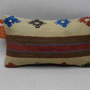 Cuscino kilim turco, cuscino kilim lombare, cuscino piccolo, cuscino Boho, 8 x 16 lana fatta a mano, cuscino Kilim, copertura del cuscino 1276