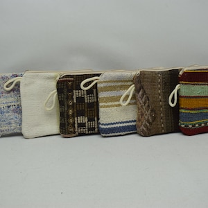 7x9 authentische Geldbörse, Vintage Geldbörse, Damen Geldbörse, Münztasche, Handgemachte Geldbörse, Make-up Tasche, 6 Stück Kelim Geldbörse, türkische Kelim Geldbörse, Set 11