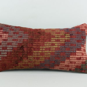kilim pillow, ethnic pillow, oriental pillow, boho pillow, throw pillow, lumbar kilim pillow, tribal pillow, 10x20 cushion cover , 2586