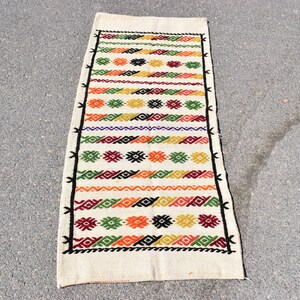 Oriental kilim rug, Handmade small rug, Turkish vintage kilim rug, Doormat rug, Colorful rug, Aztec decor, Kilim,  1.8 x 4.3 ft ML0506