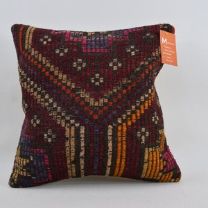 turkish kilim pillow, bohemian kilim pillow, home decor pillow, decorative kilim pillow, handmade pillow, 16x16 pillow cover , 10072