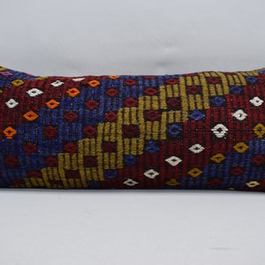 cecim geometric kilim pillow, turkish kilim pillow, lumbar kilim pillow, 14x36 king size kilim pillow, handcraft pillow, pillow cover 33