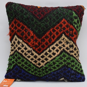 turkish kilim pillow, bohemian kilim pillow, home decor pillow, decorative kilim pillow, handmade pillow, 16x16 pillow cover , 9015