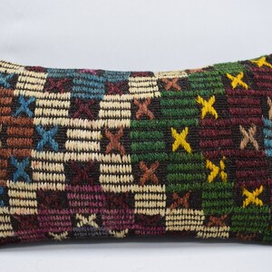 lumbar kilim pillow , bedding pillow , anatolian pillow , small size pillow , antique pillow , aztec pillow , 10x20 pillow cover , 1467