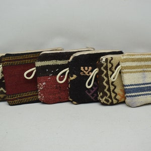 6 Stück Kelim Geldbörse, türkische Kelim Geldbörse, 200x320 authentische Geldbörse, Vintage Geldbörse, Frauen Geldbörse, Münzbeutel, handgemachte Geldbörse, Make-up Tasche, Set 5
