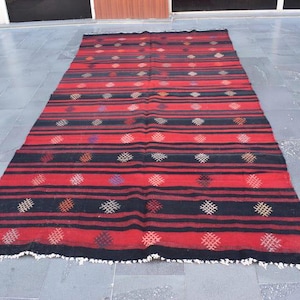Large size kilim rug, Vintage area rug, Oushak rug, Turkish handmade rug, Natural kilim rug, Home decor, Kilim rug, 5.4 x 11.1  ft ML1522