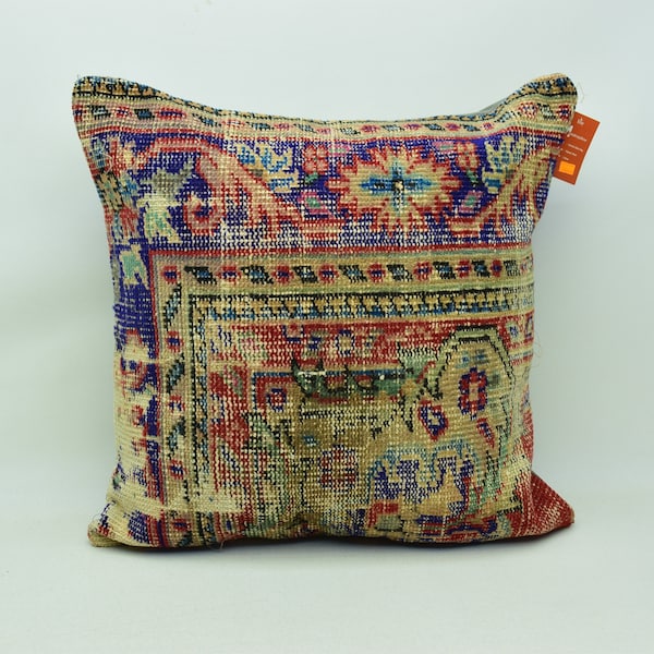 floor pillow, handmade pillow, organic wool pillow, ottoman pillow, anatolian pillow, turkish rug boho pillow, 24x24 pillow cover, 2301