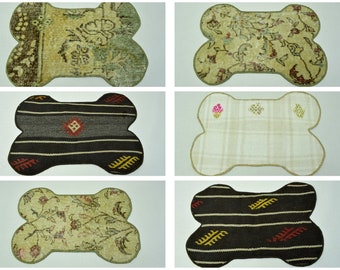 Handmade mat, Custom pet mat, Dog food mat, Pet supplies, Pet gifts, Pet food mat,Bone shaped mat, Puppy gift, Dog mat, Custom pet mat SET 4