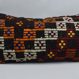 turkish kilim pillow, decorative kilim pillow, lumbar pillow cover, bench pillow, bohemian pillow, sofa pillow, 10x20 pillow cover , 2945