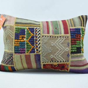 organic wool pillow, kilim pillow, bohemian pillow, home decor, turkish pillow, boho pillow, handmade pillow 16x24 pillow cover, 3119