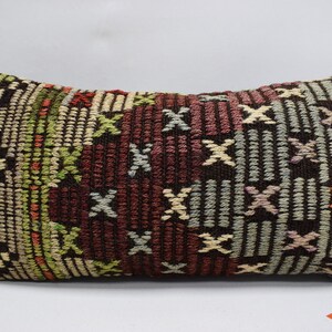 lumbar kilim pillow , bedding pillow , anatolian pillow , small size pillow , antique pillow , aztec pillow , 10x20 pillow cover , 1522