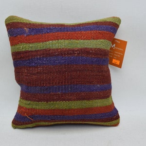 Cuscino kilim turco, cuscino kilim a righe, cuscino da tiro, cuscino kilim Boho, cuscino etnico, cuscino di lana, copertura cuscino 12x12 467
