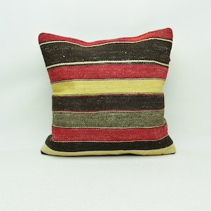 handwoven kilim pillow , ottoman pillow , bohemian pillow , nomadic pillow , high quality pillow , wool pillow , 18x18 pillow cover , 5073