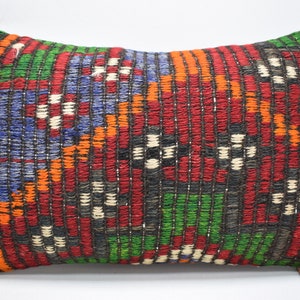 throw pillow, tribal pillow, handmade kilim pillow, anatolian pillow, home decor pillow, lumbar pillow , 12x20 cushion cover , 2538