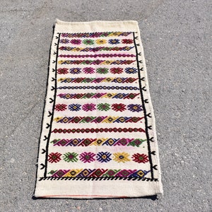 Doormat kilim rug, Oriental kilim rug, Small rug, Floor rug, Turkish vintage handmade kilim rug, Bohemian rug, Rug, 1.8 x 3.8 ft, ML0503