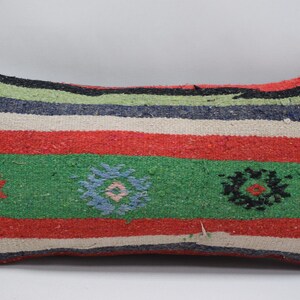 bohemian kilim pillow, natural wool pillow, throw pillow, decorative pillow , tribal pillow, lumbar kilim pillow , 10x20 pillow cover 2221