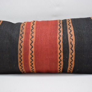 handwoven wool kilim pillow decorative kilim pillow 12x24 natural handmade wool kilim pillow ethnic decor kilim pillow cushion cover 3584