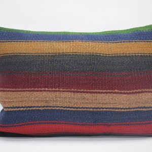gestreept decorkussen, lumbaal kussen, boho kussen, home decor kussen, Turks kussen, boho wollen kussen 16x24 kussenslopen / 1783