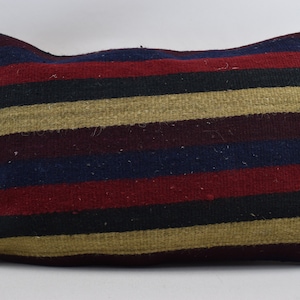 turkish striped pillow, lumbar pillow, bohemian pillow, decorative pillow, anatolian kilim pillow, boho pillow 16x24 pillow cover 2589