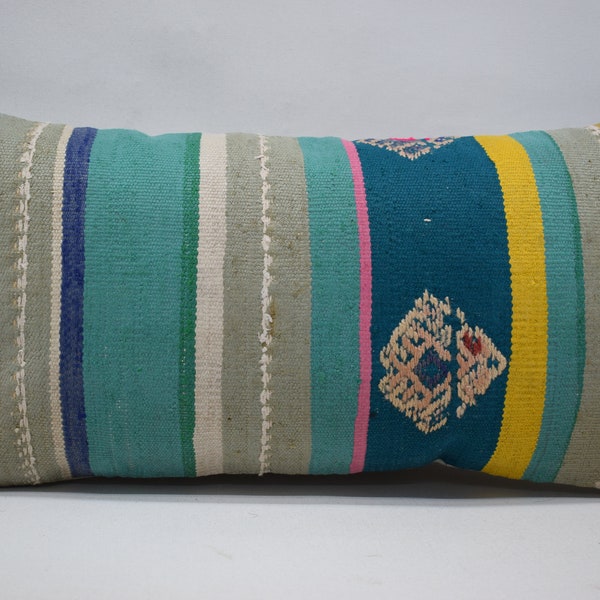 oreiller kilim turc - oreiller euro sham - oreiller décoratif kilim - oreiller de literie - oreiller lombaire - oreiller canapé - 10x20 couverture d’oreiller 01284