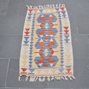 Doormat kilim rug, Oriental kilim rug, Small rug, Floor rug, Turkish vintage handmade kilim rug, Bohemian rug, Rug, 1.8 x 3.3 ft, ML1366