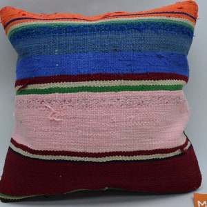 handmade kilim pillow, turkish pillow, 16x16 tribal pillow, decorative pillow, anatolian pillow, bohemian pillow , cushion cover 8898