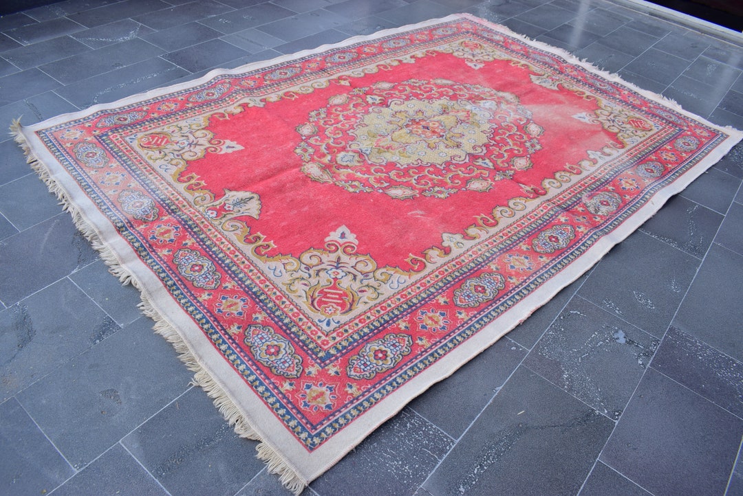 Turkish Felt Rug Turkish Red Color Felt Rug, Oversize Rug, Vintage Felt Rug, Livingroom ...