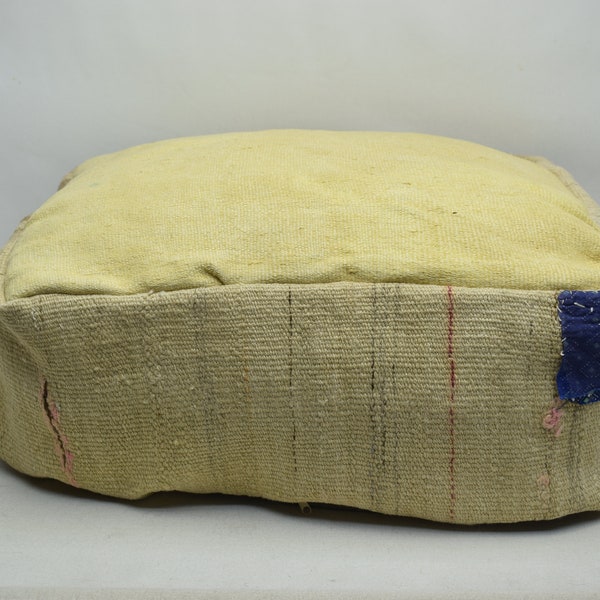 Handmade kilim pouf, Pouf pillow cover, Moroccan style pouf, Ottoman pillow, Boho decor pouffe, Decorative floor pillow, Cat bed, code 380
