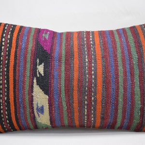 turkish kilim pillow cover, home decor lumbar pillow, anatolian pillow, handwoven pillow, decorative pillow , 12x20 pillow cover , 3003